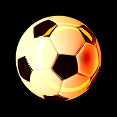 soccer ball on isolated on black 3d render