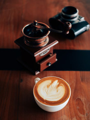 coffee latte art in coffee shop cafe