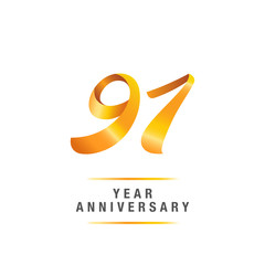 91 years golden anniversary celebration logo , isolated on white background