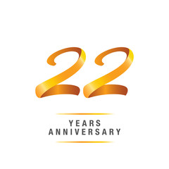 22 years golden anniversary celebration logo , isolated on white background