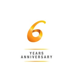 6 years golden anniversary celebration logo , isolated on white background