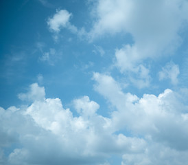 blue sky with white clouds for background and copy space