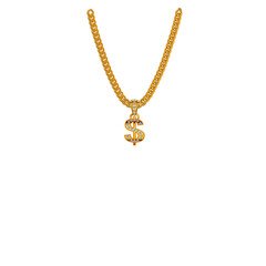 Rapperkette aus Gold mit einem Dollarzeichen als Anhänger
