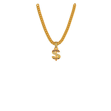 Rapperkette aus Gold mit einem Dollarzeichen als Anh&auml;nger