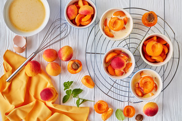 cooking a dessert flagnarde with apricots