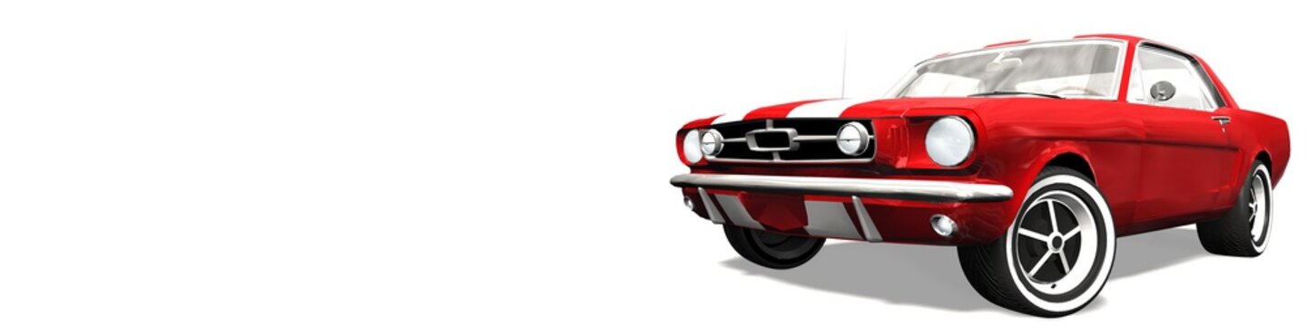 Fototapeta czerwony klasyczny samochód sportowy - na białym tle