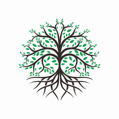 Brand Name Logo with Tree Vector Illustration Design Concept Creative