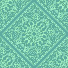 Mandala graphic background, square pattern with floral geometric ornament. vector illustration.