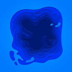 Water blue abstract papercut and color multi layer gradient on vector blue pattern background