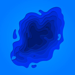 Abstract water blue papercut and blue color multi layer pattern on vector gradient background