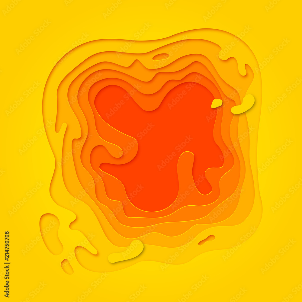 Poster papercut geometric topography poster or paper cut liquid geometric gradient pattern with yellow and 