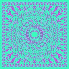 Design print for kerchief. The pattern of the mandala. Vector illustration.