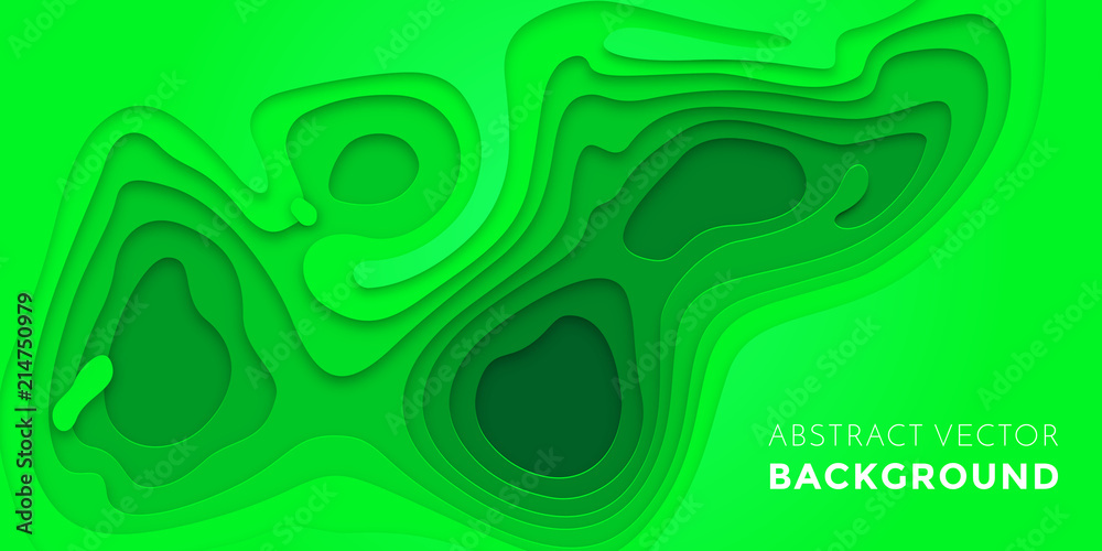 Aufkleber Abstract papercut and green color multi layer pattern on vector gradient background