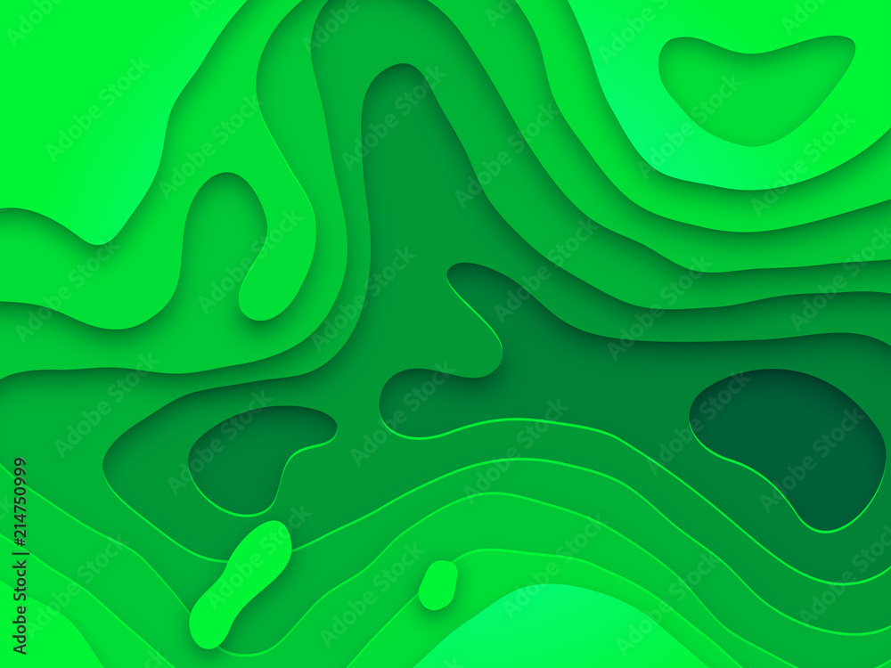 Aufkleber Abstract papercut and color multi layer gradient on vector green pattern background