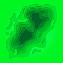Green Papercut geometric topography or paper cut liquid geometric gradient pattern on green eco multi layer background