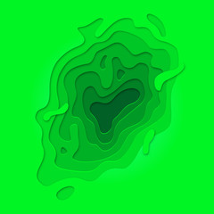 Papercut geometric topography pattern on green 3D multi layer background with geometric eco liquid gradient