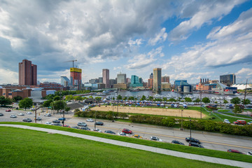 View of the Inner Harbor from Federal Hill Park in Baltimore, Maryland