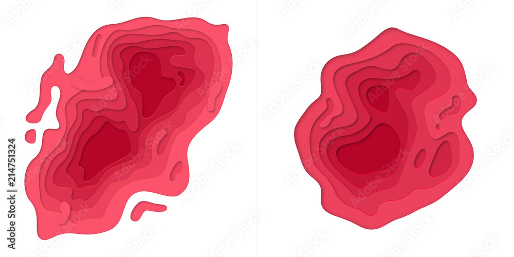 Poster Abstract papercut and red color multi layer gradient pattern on vector white background