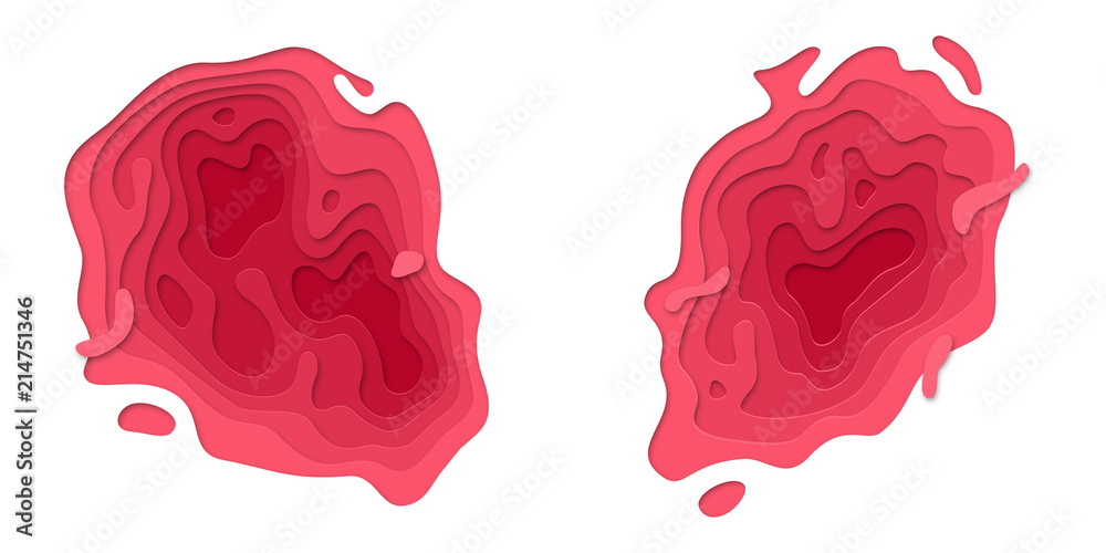 Aufkleber Abstract papercut and purple or pink red color multi layer gradient pattern on vector white background