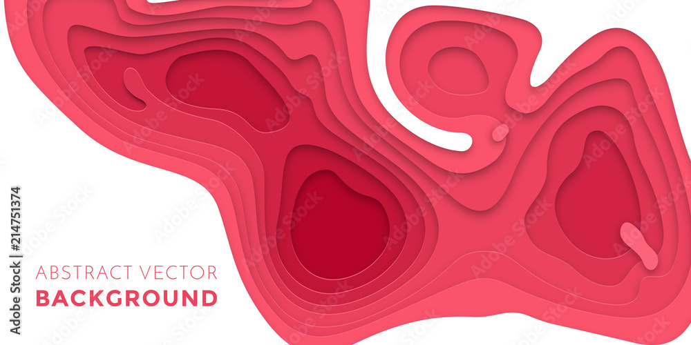 Poster papercut geometric topography poster or paper cut liquid geometric purple red gradient pattern with 