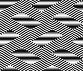 Gordijnen Abstracte geometrische patroon van naadloze driehoek mozaïek rasterlijnen. Vector Bauhaus trendy moderne patroonachtergrond © Ron Dale