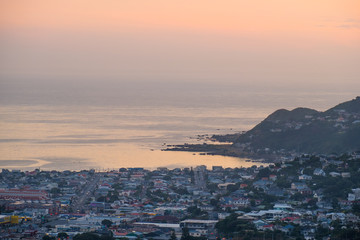 2018, JAN 1 - Wellington, New Zealand, The panorama landscape view of the building and scenery of the city at sunset.