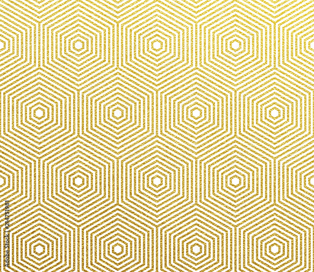 Poster golden abstract geometric pattern with golden foil texture. vector linear glittery gold seamless bac