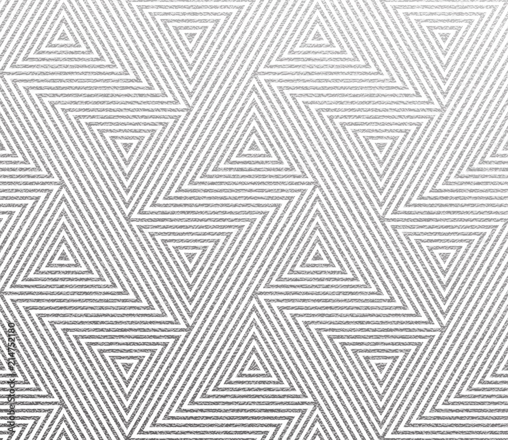 Aufkleber Geometric background with abstract linear cubes and triangles pattern. Vector silver foil texture with linear glittery pattern on white