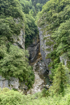 Dezzo creek at the bottom of Via Mala ravine, Scalve canyon, Italy