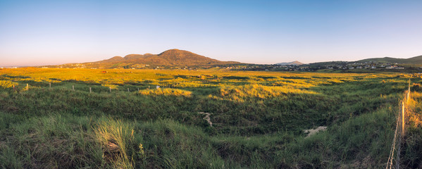 panorama view of sunset of Donegal countryside,Ireland