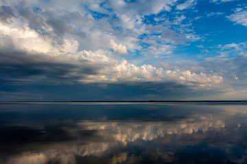 Calm before a thunderstorm on the lake
