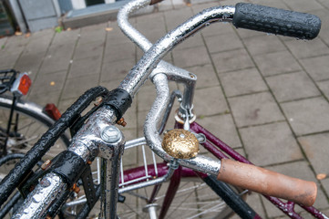 Bicycles with drops of water