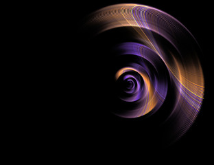Abstract fractal colorful 3D spiral on black background