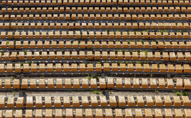 background. summer theater. bench is yellow.