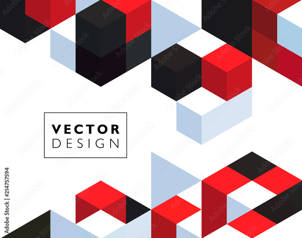 Poster Abstract background with color cubes and grid