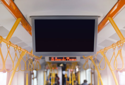 advertising tv monitor inside tram