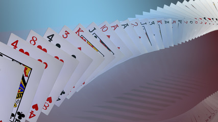 3d rendering poker cards falling