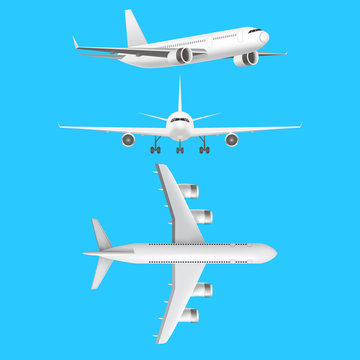 Realistic Detailed 3d Plane Set. Vector