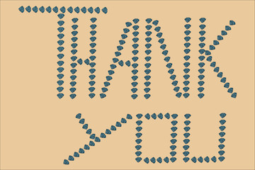 Hand illustration of thank you diamonds on light pink background. Poster, card, banner, postcard, voucher.