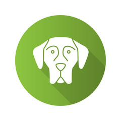 Great Dane flat design long shadow glyph icon