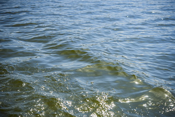 the waves of the river from the wind