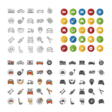 Auto workshop icons set