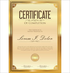 Certificate or diploma retro vintage design vector illustration