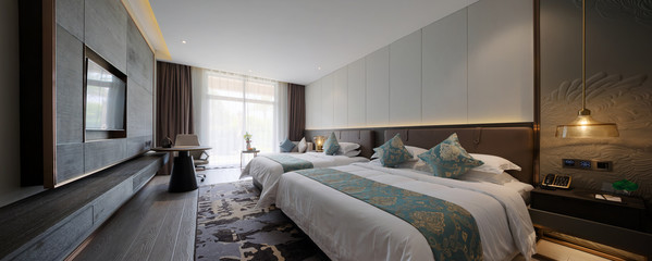 bedroom in modern hotel
