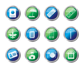 Travel, Holiday and Trip Icons over colored background -  Vector Icon Set