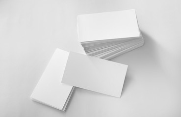 Blank business cards on white background