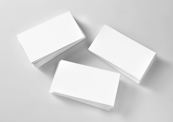 Blank business cards on white background