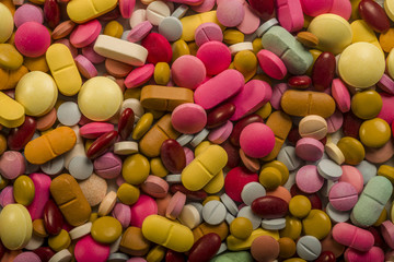 Stack of colorful pills