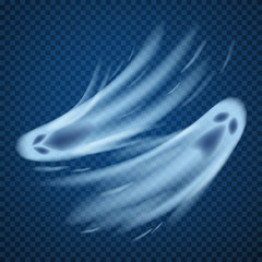 Fototapeta premium Realistic ghosts isolated on transparent. Vector illustration of 3d symbol of halloween.