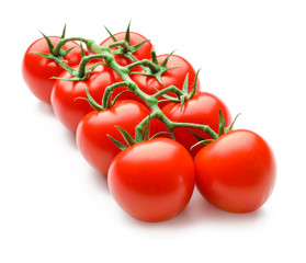 Fresh cherry tomatoes on white background